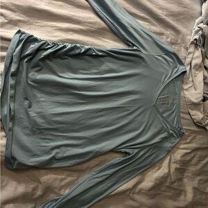 Time and Tru Maternity V-Neck Top in Light Blue